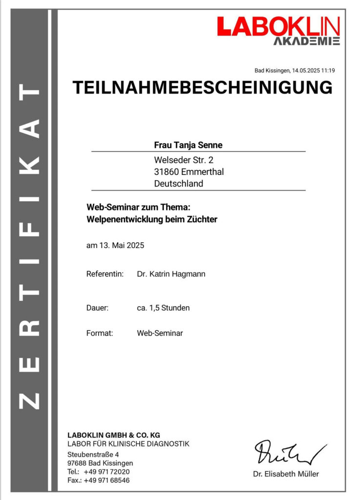 Fortbildung: Welpenentwicklung beim Züchter